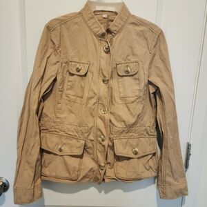 LOFT Khaki Tan Utility Jacket Women's Medium M Spring Fall Neutral Everyday EUC